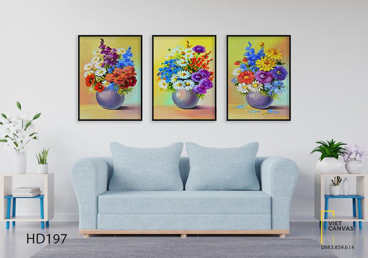 Bộ 3 Tranh Bình Hoa Sặc Sỡ - HD197