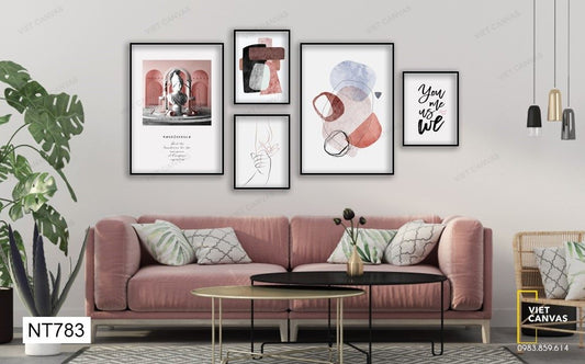 Bộ 5 Tranh Bức Tượng, Bàn Tay Và Quotes - NT783