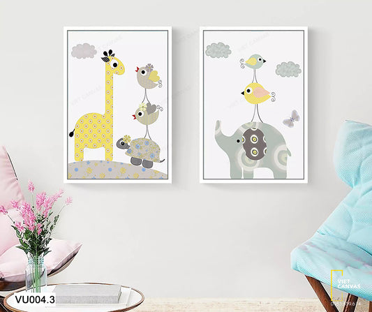 bộ 2 tranh hoạt hình thế giới động vật