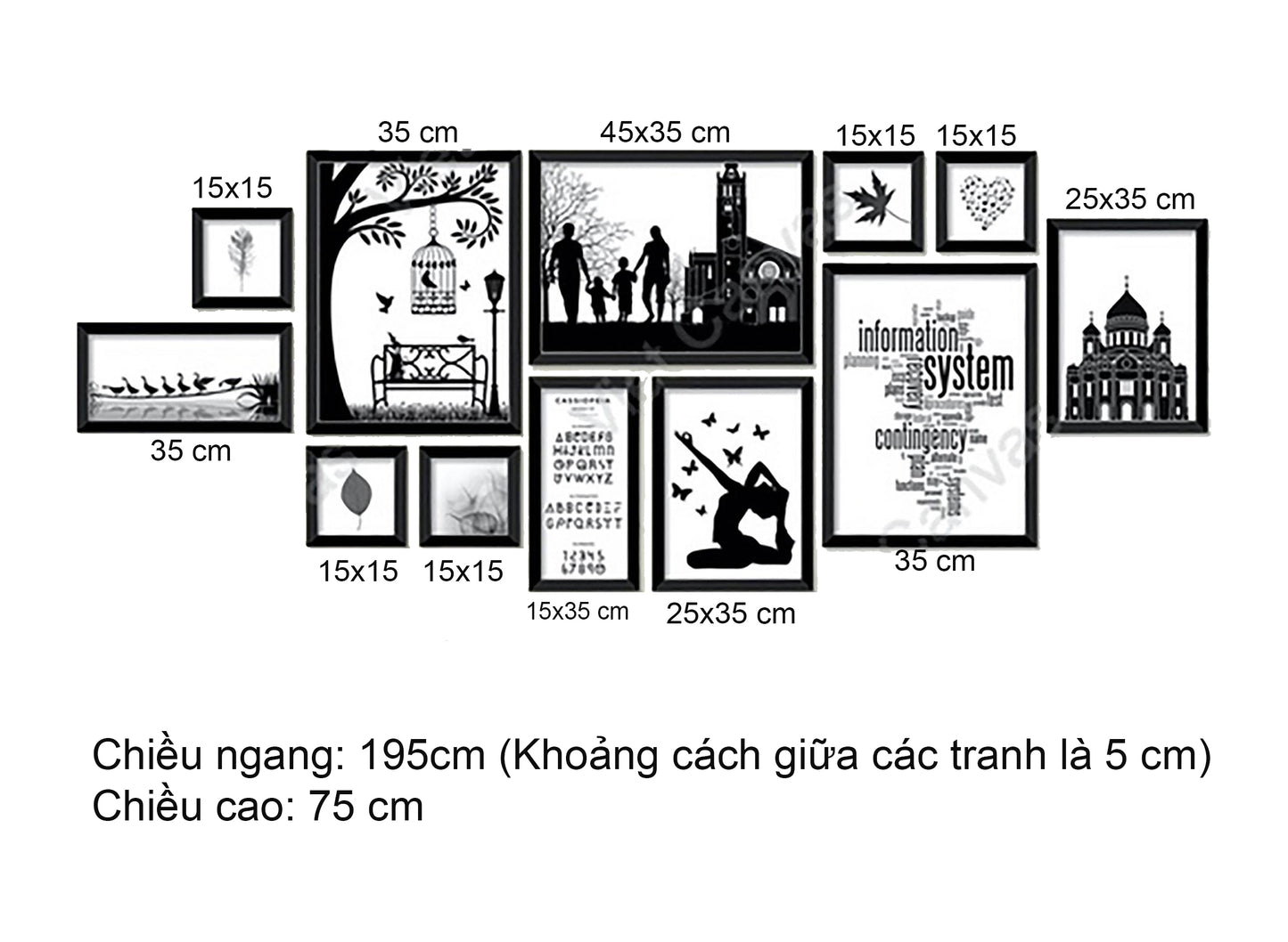 Bộ 12 Tranh Cảnh Người Và Quote Nghệ Thuật - VK708.1