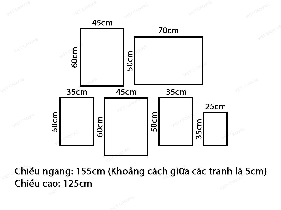 Bộ 6 Tranh Cô Gái Và Lá Cây - VZ661.1