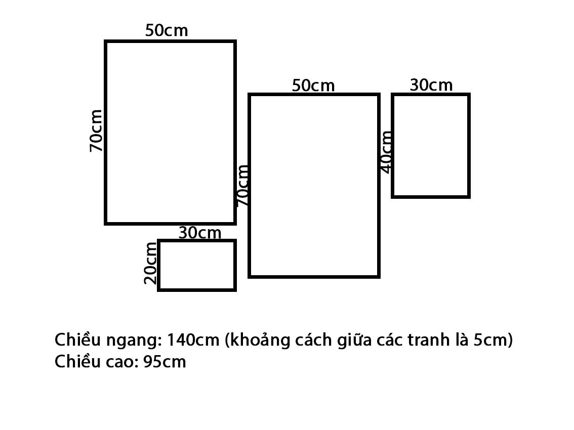 Bộ 5 Tranh Hươu, Ngựa Và Cây Cối - VK556.2