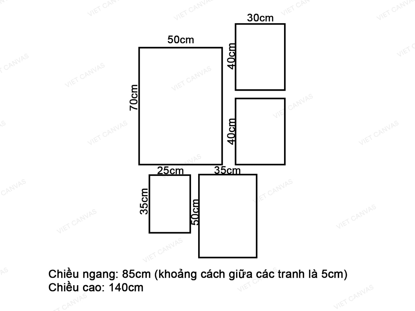 Bộ 5 Tranh Leo Núi, Con Hươu Và Chữ H - VW567.6