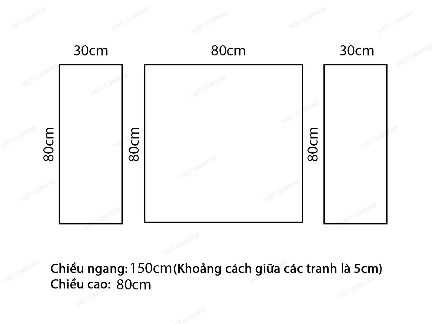 Bộ 3 Tranh Bó Hoa Xanh - VY785