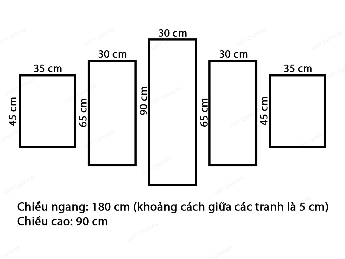 Bộ 5 Tranh Cánh Đồng Hoa Cỏ Tím - VY620