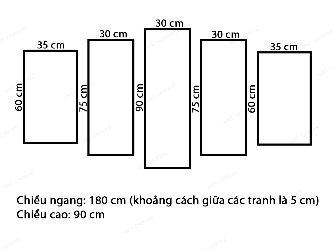 Bộ 5 Tranh Mặt Trăng Và Dòng Sông - VW002.3