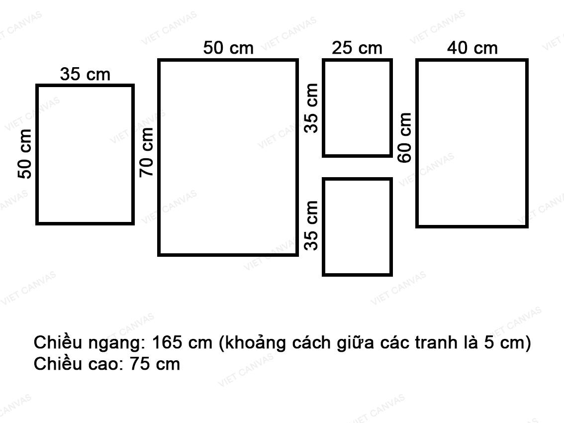 Bộ 5 Tranh Hươu, Lá Cây, Rừng Thông Và Quotes - VY040.3