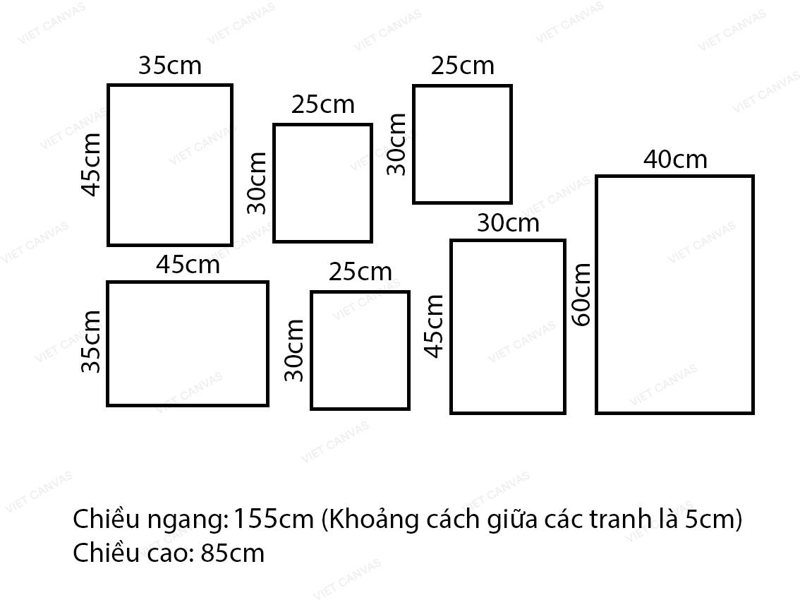 Bộ 7 Tranh Cây Dừa, Hoa Lá Và Quotes - VZ846.1