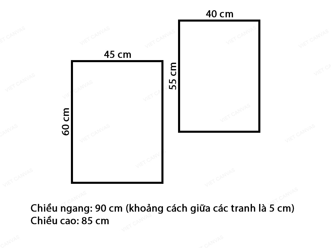 Bộ 2 Tranh Chèo Thuyền Trên Sông Và Cây Cầu - VX361.1