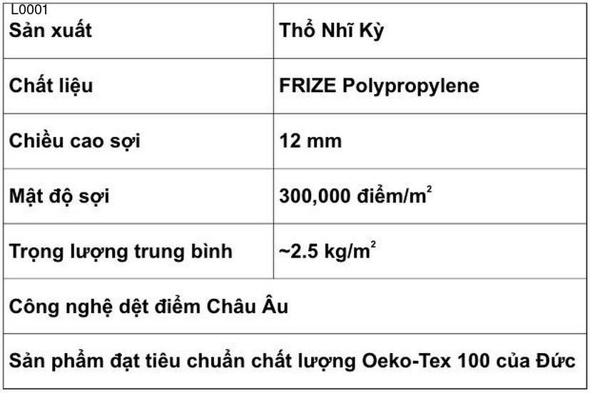 Thảm Sợi Ngắn - L0001