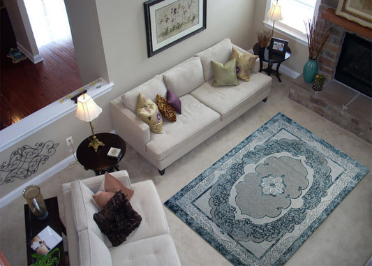 Thảm Sợi Ngắn - LE_7526A_LGREY_SHRINK_BLUE_200X290