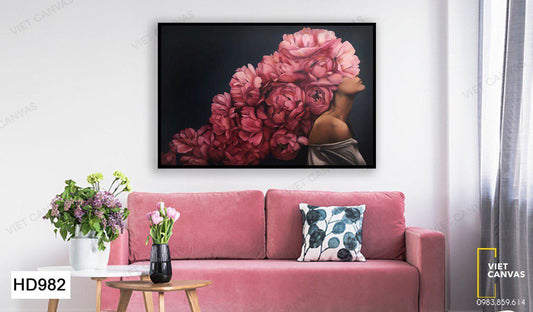 Tranh Cô Gái Kiêu Sa Bên Hoa - HD982