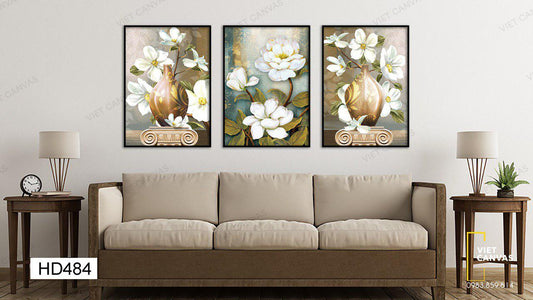 Bộ 3 Tranh Lọ Hoa Với Vẻ Đẹp Nhẹ Nhàng - HD484