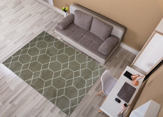 Thảm Lông Dài Kẻ Ô Tổ Ong- T0030