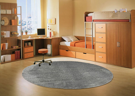 Thảm Lông Xù Đơn Sắc Hình Tròn Nghệ Thuật - T0053R20