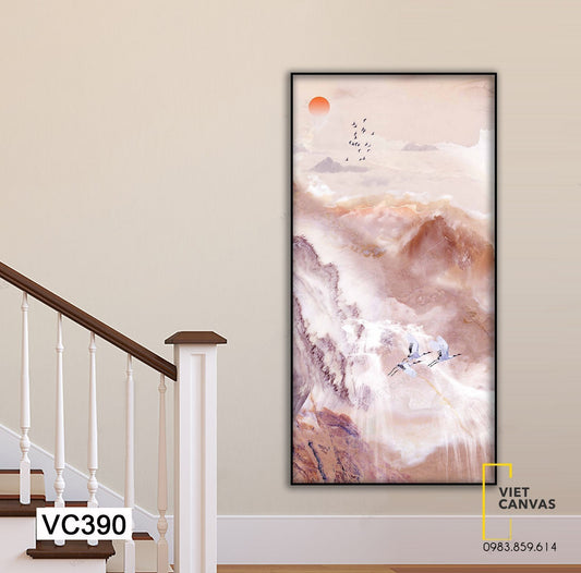 Tranh Đôi Cò Lả Lượn Giữa Trời Mây - VC390