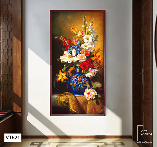 Tranh Tĩnh Vật Bình Hoa Rực Rỡ - VT621