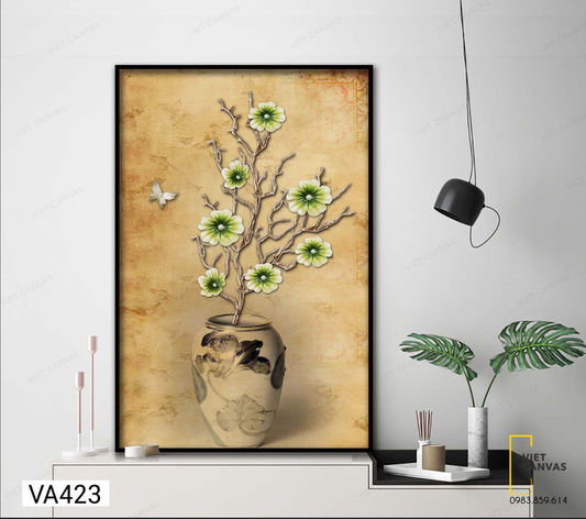 Tranh Tĩnh Vật Bình Hoa Cổ - VA423