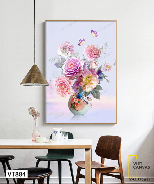Tranh Bình Hoa Và Bươm Bướm - VT884