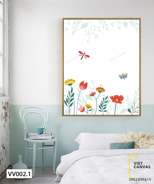 Tranh Bướm Và Hoa Đơn Giản - VV002.1