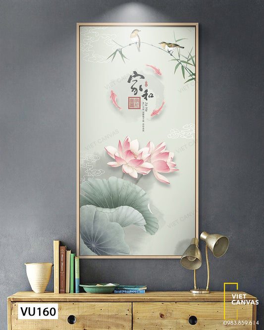Tranh Cá Bơi Trong Hồ Sen - VU160