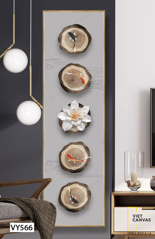 Tranh Cá Chép Và Bông Hoa Súng - VY566