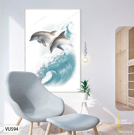 Tranh Cá Heo Và Sóng Biển - VU594