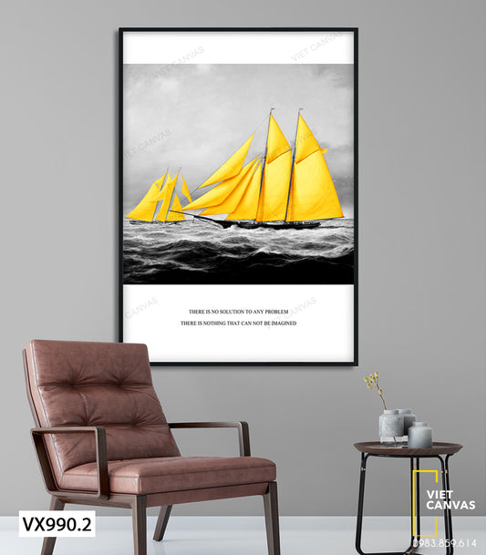 Tranh Cánh Buồm Vàng Ngoài Biển - VX990.2