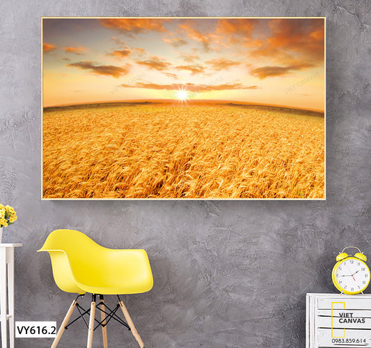 Tranh Cánh Đồng Cỏ Vàng Và Bầu Trời Ngập Nắng - VY616.2