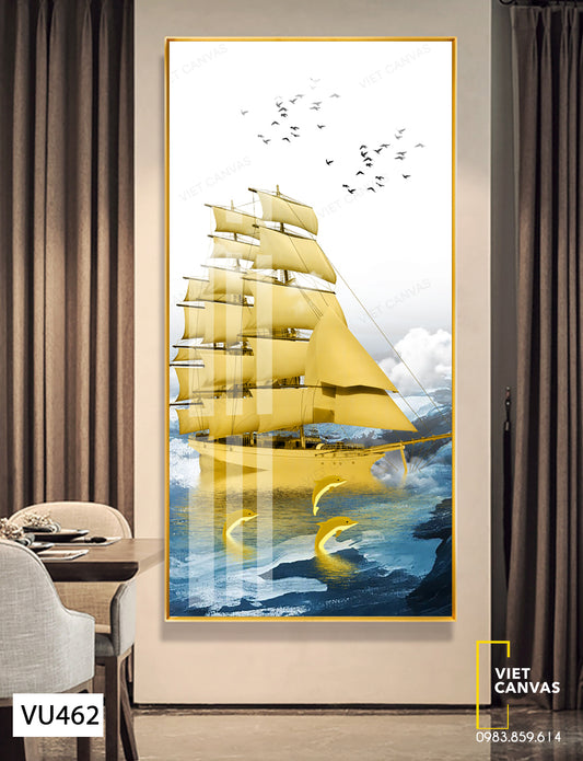 Tranh Chiếc Thuyền Vàng Và Biển - VU462