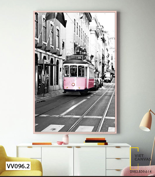 Tranh Chiếc Xe Màu Hồng Ngọt Ngào - VV096.2