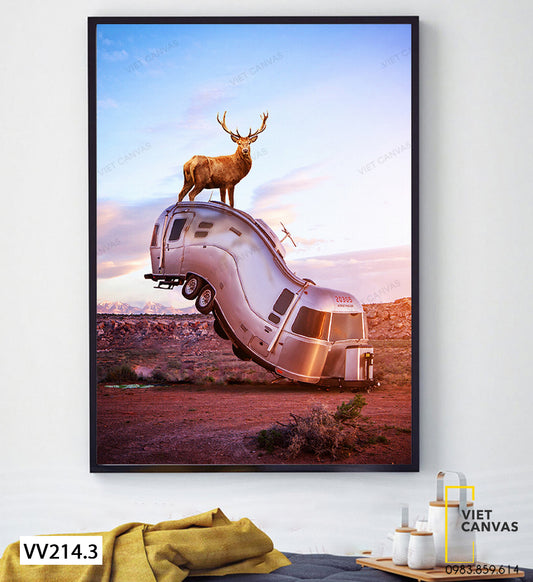 Tranh Chú Hươu Và Chiếc Xe - VV214.3