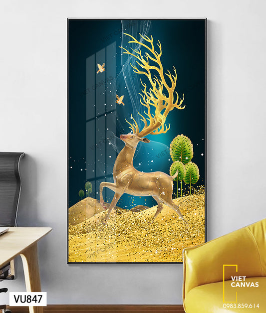 Tranh Chú Hươu Và Đôi Chim - VU847