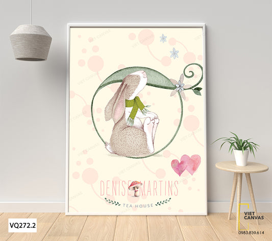 Tranh Chú Thỏ Và Nhành Cây Hình Tròn - VQ272.2