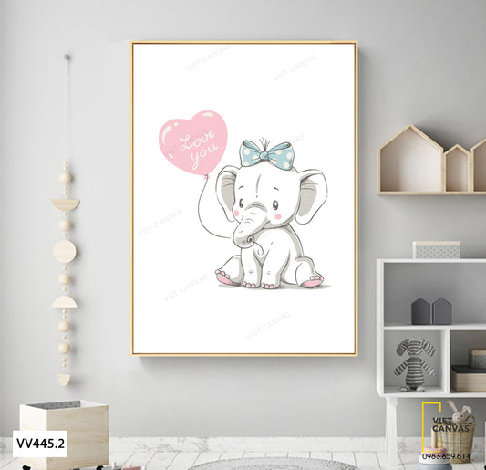 Tranh Chú Voi Con Và Bóng Bay - VV445.2
