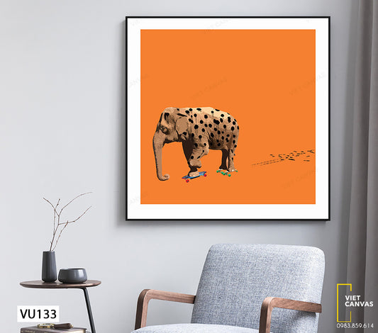 Tranh Chú Voi Trượt Ván - VU133