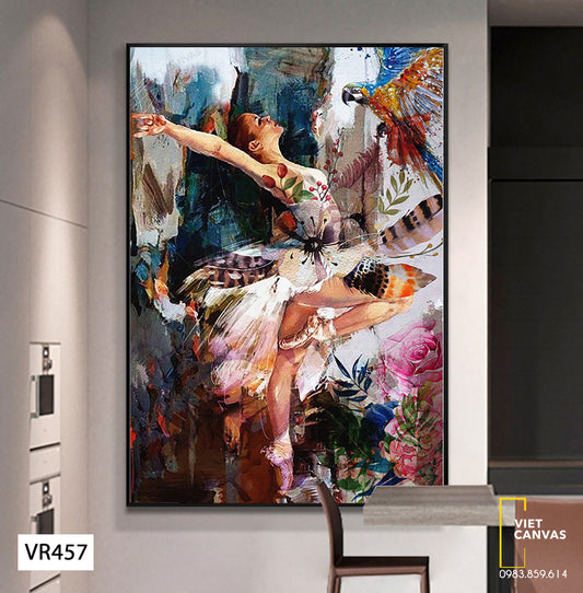 Tranh Cô Gái Múa Ballet Và Chim Vẹt - VR457