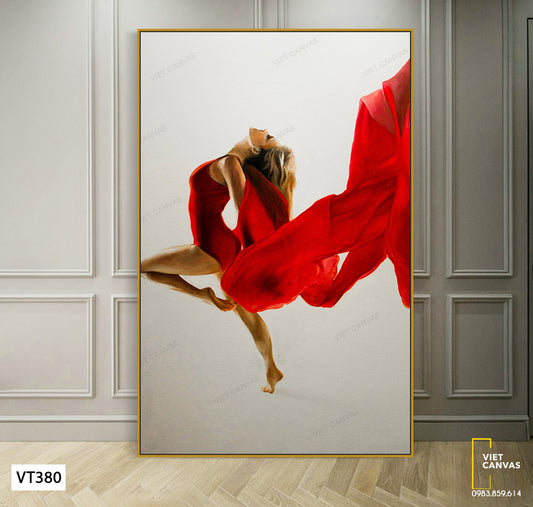 Tranh Cô Gái Múa Cùng Dải Lụa Đỏ - VT380