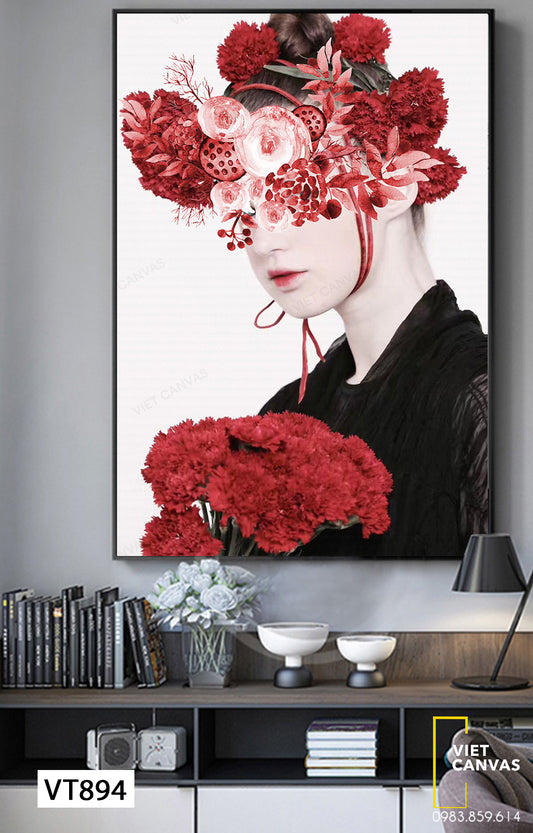 Tranh Cô Gái Và Hoa - VT894