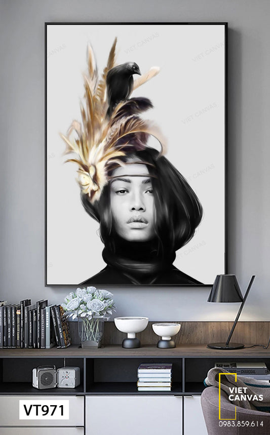 Tranh Cô Gái Và Lông Vũ - VT971
