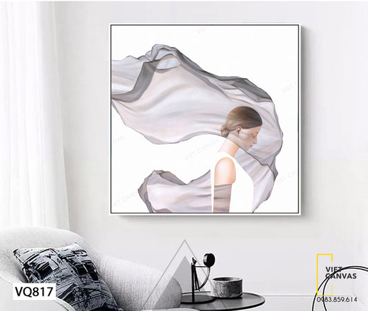 Tranh Cô Gái Và Tấm Voan Lụa - VQ817