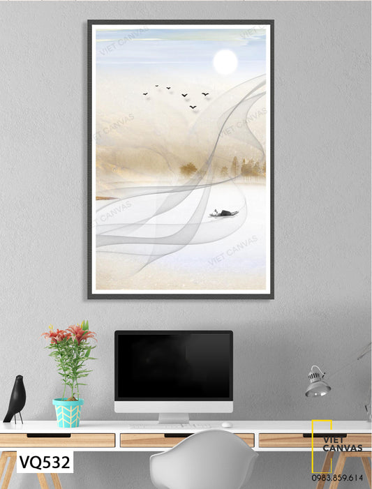 Tranh Con Thuyền Và Vải Lụa - VQ532