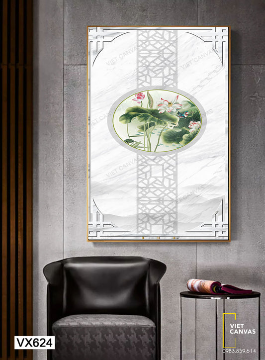 Tranh Đầm Sen Và Hai Chú Chim Nhỏ - VX624