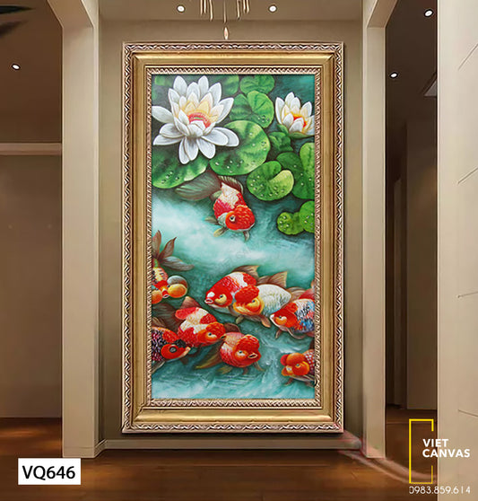 Tranh Đàn Cá Giữa Hồ Sen - VQ646