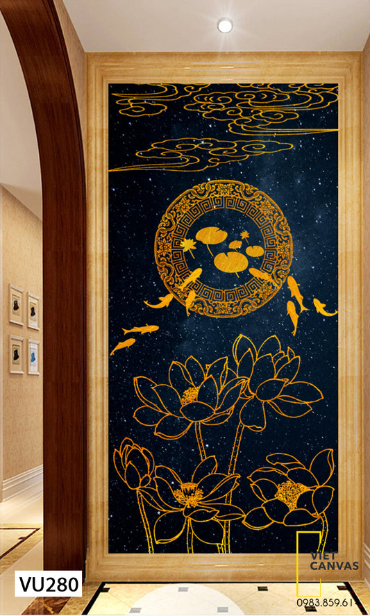 Tranh Cá Chép Và Hoa Sen - VU280