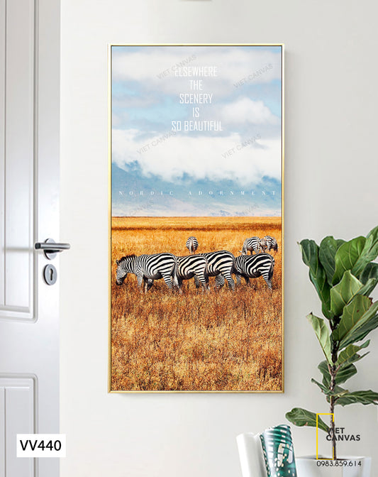 Tranh Đàn Ngựa Vằn Giữa Đồng Cỏ - VV440