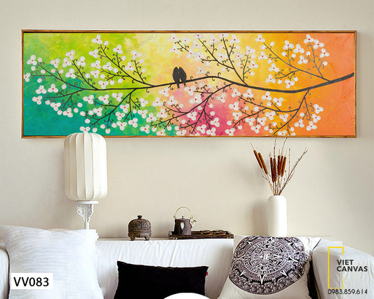 Tranh Đôi Chim Đậu Trên Nhành Hoa - VV083