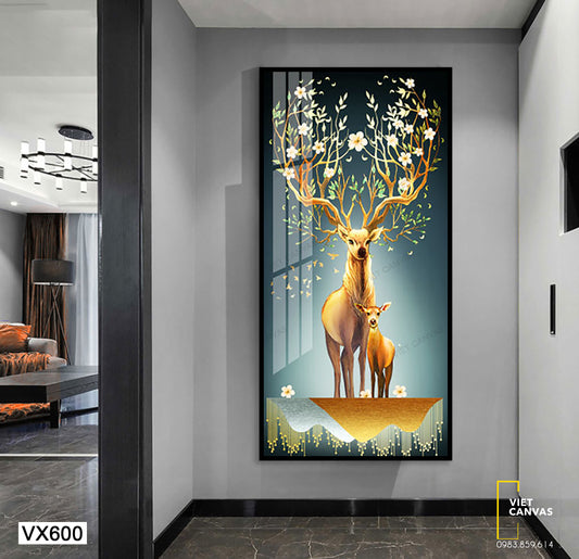 Tranh Đôi Hươu Và Sừng Hoa - VX600