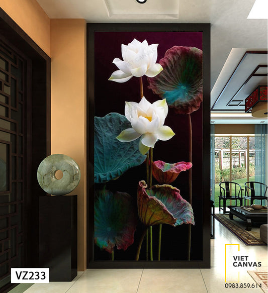 Tranh Hai Bông Sen Trắng - VZ233