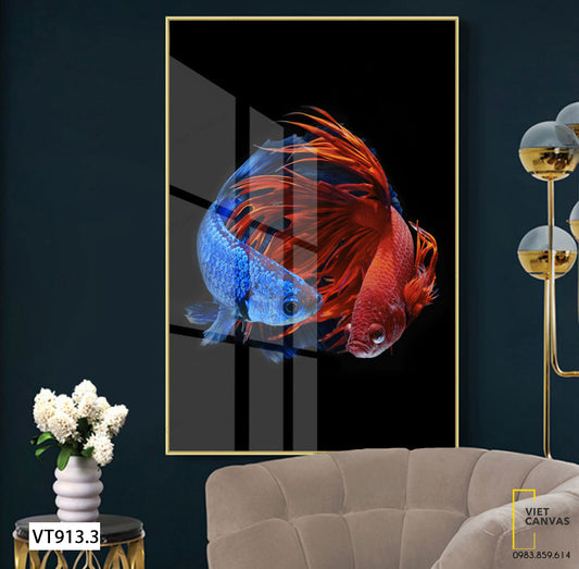 Tranh Hai Chú Cá Xanh Đỏ - VT913.3